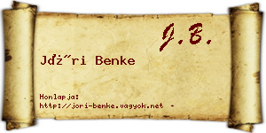 Jóri Benke névjegykártya